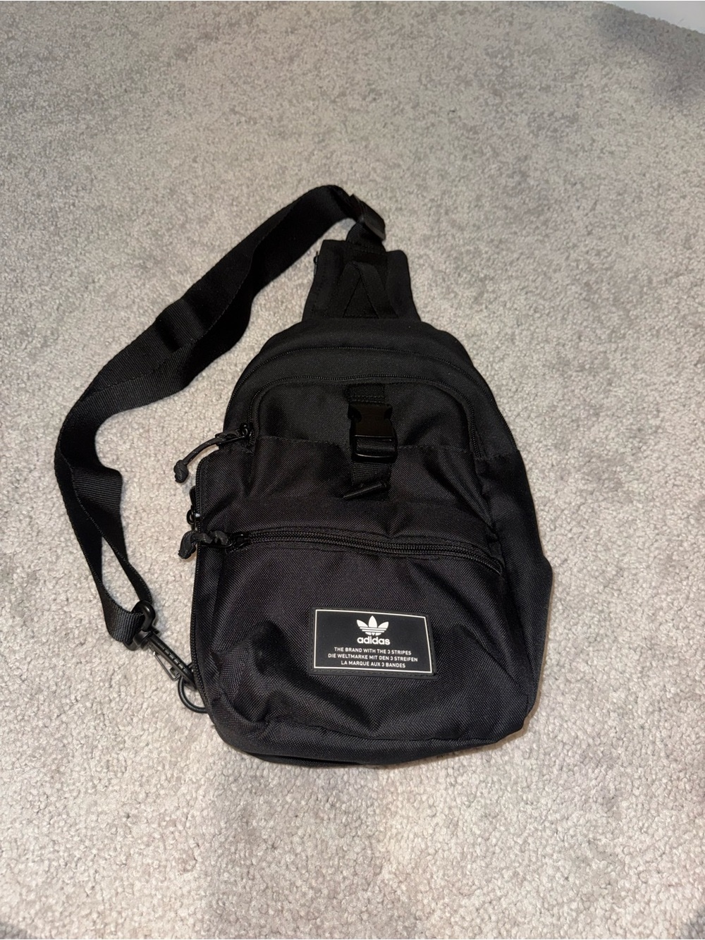adidas Black Compact Sling Bag with Front Pocket